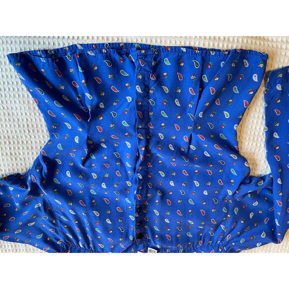 VTG Chaus Petites Western Wear Paisley Blue Button Up Long Sleeve Blouse Size 6 - Picture 12 of 13